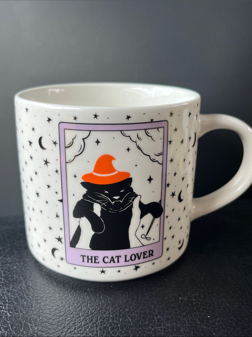 The Cat Lover Ceramic Mug — Black Cat with Orange Witch Hat